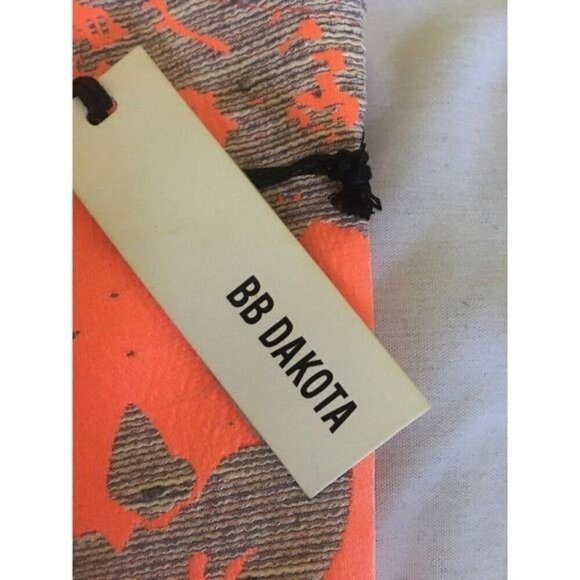 Anthropologie BB Dakota Womens Top Sz Medium Orange Gray Keyhole Zipper Textured - Picture 7 of 12